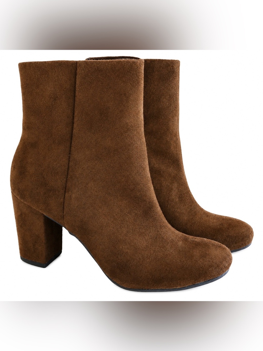 Christian Siriano Brown Suede Block Heel Ankle Boots